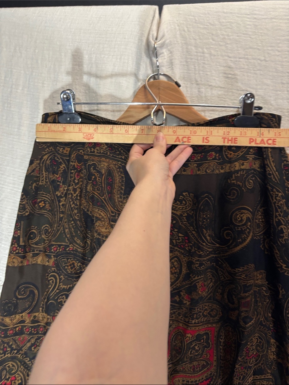 Pendleton Black Paisley Two Piece Skirt and Blouse Set 100% Rayon - Picture 9 of 16